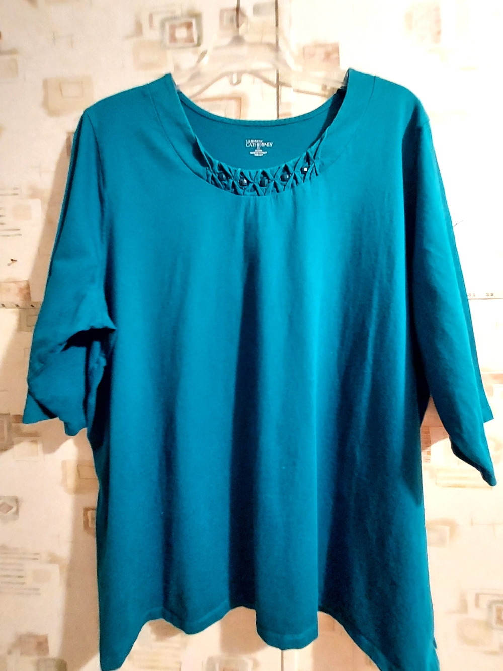 Liz & Me for Catherine's Blue Embellished Neck Tunic Like New